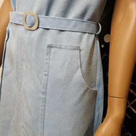 1960's  Baby Blue Linen Shift Dress