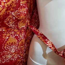 Handmade Vintage Batik Fabric Wraparound Dress