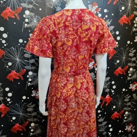 Handmade Vintage Batik Fabric Wraparound Dress