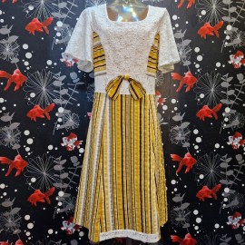 Vintage Yellow Fabric Space Label Dress 