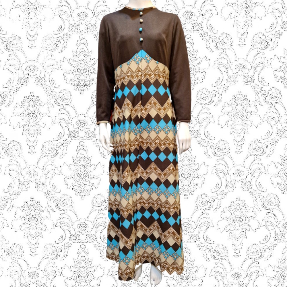 1970's Brown And Turquoise Maxi