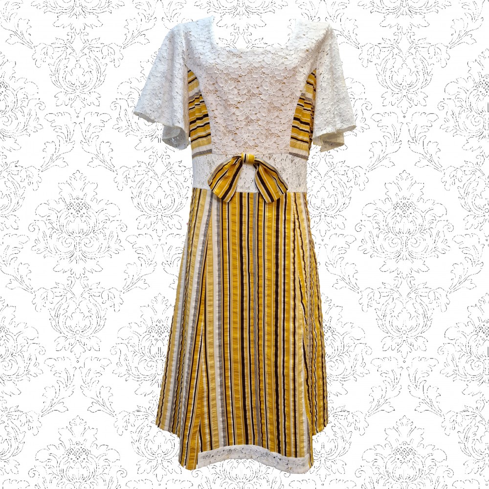 Vintage Yellow Fabric Space Label Dress 