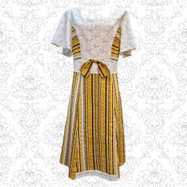 Vintage Yellow Fabric Space Label Dress