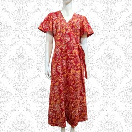 Handmade Vintage Batik Fabric Wraparound Dress