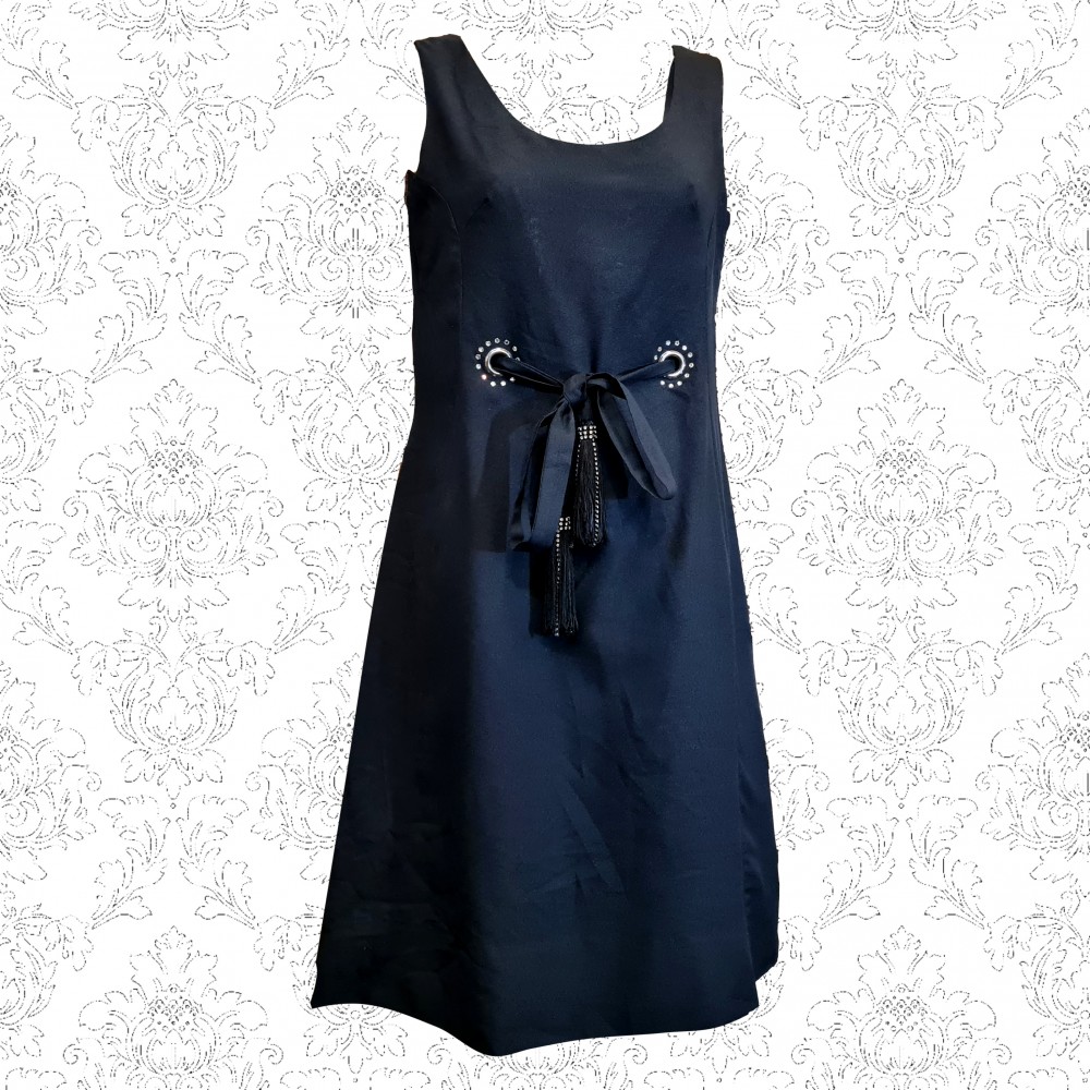 1960's Sid Greene Tasseled Black Dress