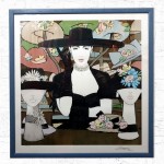 1980's Lady in Black Hat Large Signed Picture