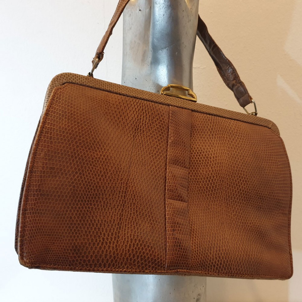 Vintage Mappin & Webb Rare Peach Lizard Skin Classic Ladylike Bag